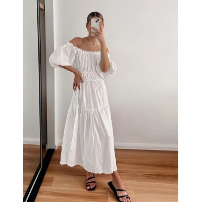 Біла сукня максі з бавовни 111224 Біла сукня максі з бавовни 111224