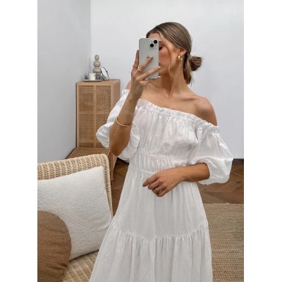 Біла сукня максі з бавовни 111224 Біла сукня максі з бавовни 111224