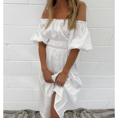 Біла сукня максі з бавовни 111224 Біла сукня максі з бавовни 111224