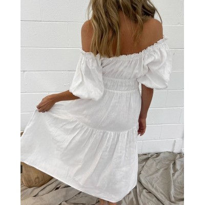 Біла сукня максі з бавовни 111224 Біла сукня максі з бавовни 111224