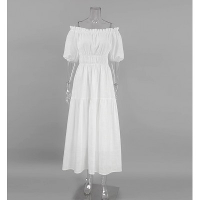 Біла сукня максі з бавовни 111224 Біла сукня максі з бавовни 111224