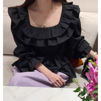 Чорна блуза з воланами 111299 Чорна блуза з воланами 111299