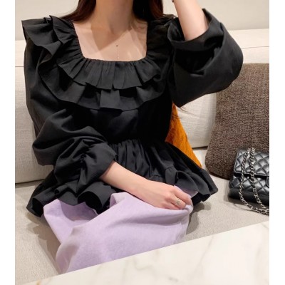 Чорна блуза з воланами 111299 Чорна блуза з воланами 111299