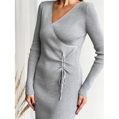 Платье с кулиской серое 111341 Платье с кулиской серое 111341