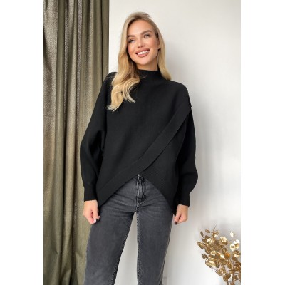 Асиметричний светр чорний 110890 Асиметричний светр чорний 110890