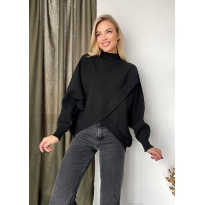 Асиметричний светр чорний 110890 Асиметричний светр чорний 110890