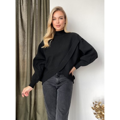 Асиметричний светр чорний 110890 Асиметричний светр чорний 110890