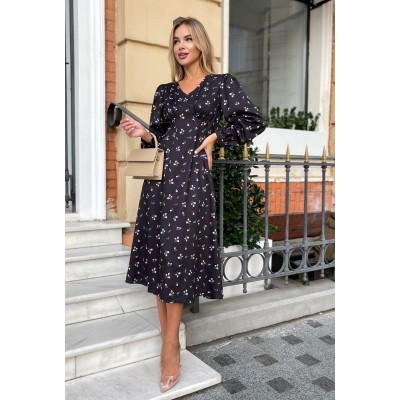 Цветочное платье черное 111238 Цветочное платье черное 111238