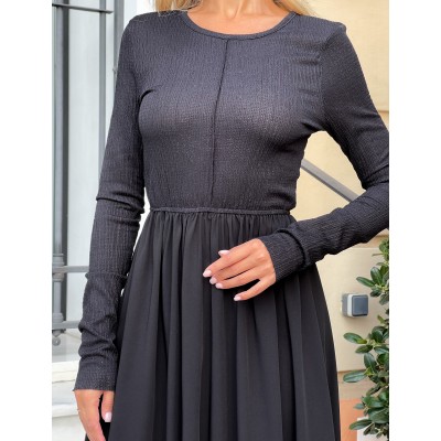 Платье макси с рукавами черное 111249 Платье макси с рукавами черное 111249