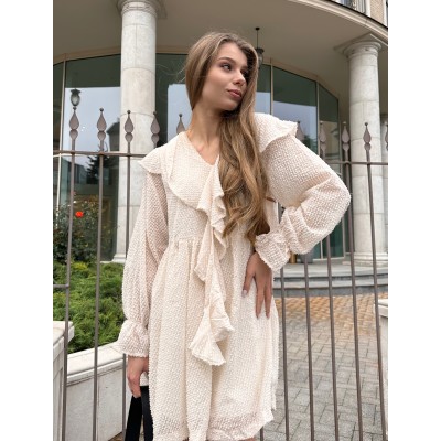 Пухнаста сукня міні бежева 111303 Пухнаста сукня міні бежева 111303