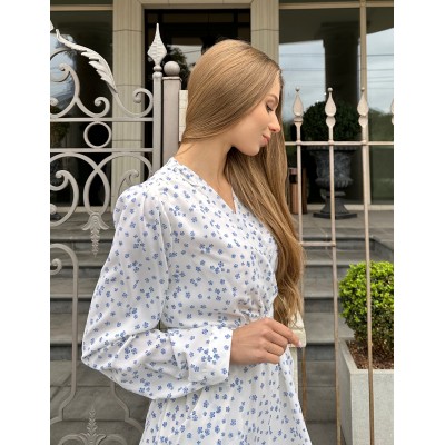 Квіткова сукня з карманами біла 111271 Квіткова сукня з карманами біла 111271