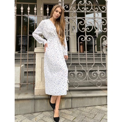 Квіткова сукня з карманами біла 111271 Квіткова сукня з карманами біла 111271