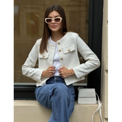 Твідовий жакет білий 111257 Твідовий жакет білий 111257