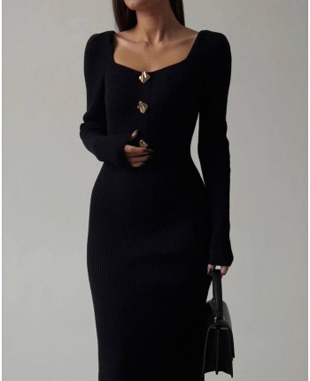 Черное платье с декором 111400