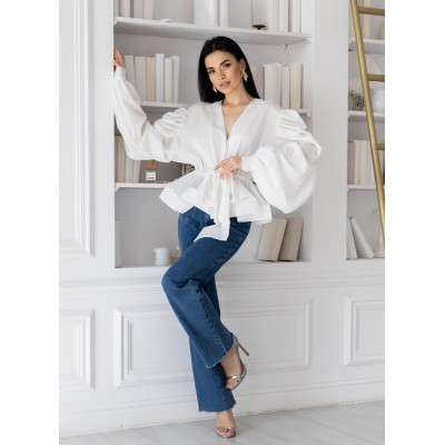 Блуза з воланами біла 111394 Блуза з воланами біла 111394