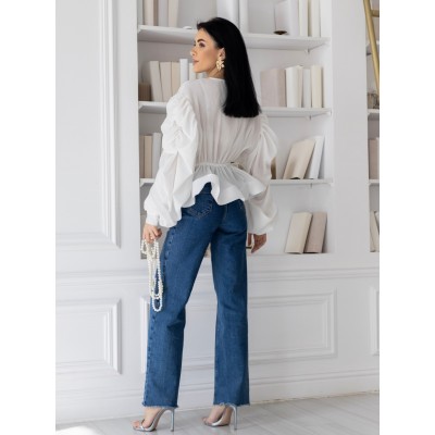 Блуза з воланами біла 111394 Блуза з воланами біла 111394