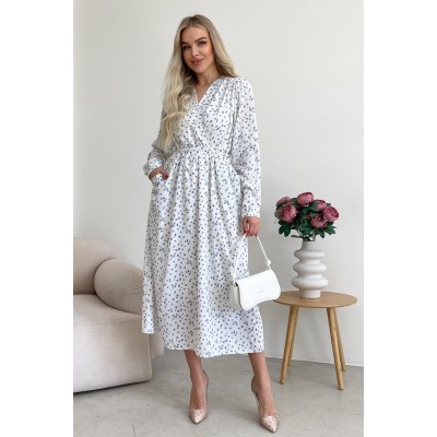 Квіткова сукня з карманами біла 111271 Квіткова сукня з карманами біла 111271