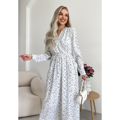 Квіткова сукня з карманами біла 111271 Квіткова сукня з карманами біла 111271