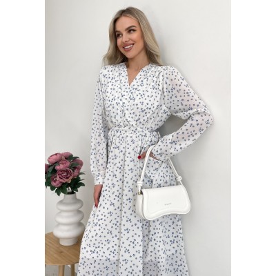 Квіткова сукня з карманами біла 111271 Квіткова сукня з карманами біла 111271