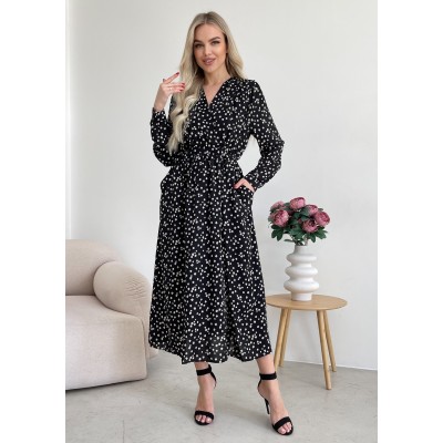 Квіткова сукня з карманами чорна 111272 Квіткова сукня з карманами чорна 111272