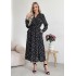 Квіткова сукня з карманами чорна 111272 Квіткова сукня з карманами чорна 111272