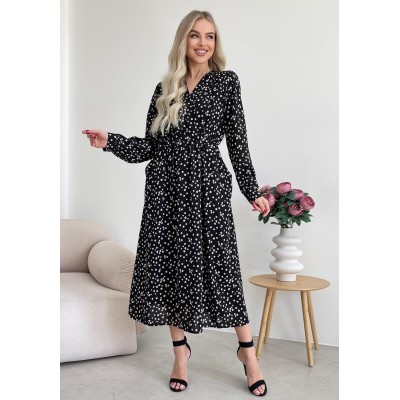 Квіткова сукня з карманами чорна 111272 Квіткова сукня з карманами чорна 111272