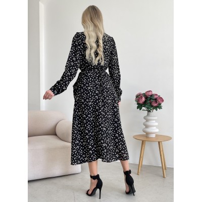 Квіткова сукня з карманами чорна 111272 Квіткова сукня з карманами чорна 111272