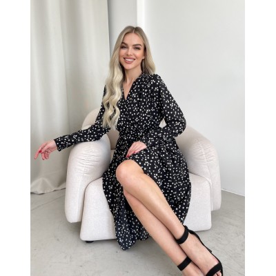 Квіткова сукня з карманами чорна 111272 Квіткова сукня з карманами чорна 111272