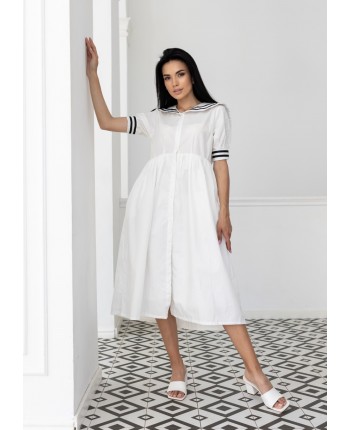 Біла сукня з коміром 111461