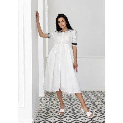 Біла сукня з коміром 111461 Біла сукня з коміром 111461