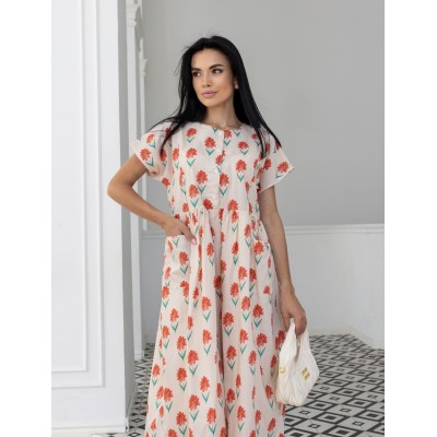 Квіткова сукня з бавовни 111462 Квіткова сукня з бавовни 111462