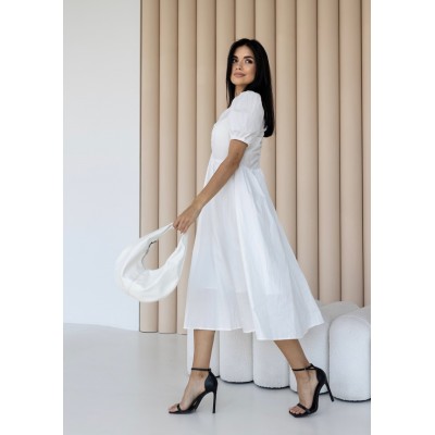 Біла сукня з бавовни 111476 Біла сукня з бавовни 111476
