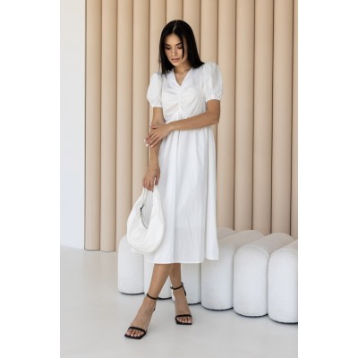 Біла сукня з бавовни 111476 Біла сукня з бавовни 111476