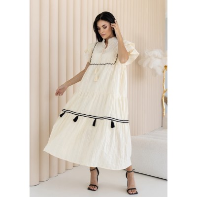 Бежева сукня з китичками 111481 Бежева сукня з китичками 111481