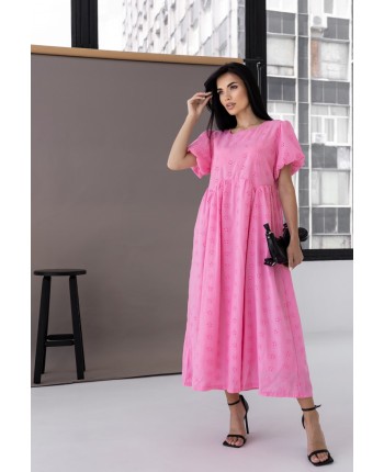 Сукня міді із прошви рожева 111472