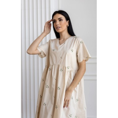 Бежева сукня з вишивкою 111450 Бежева сукня з вишивкою 111450