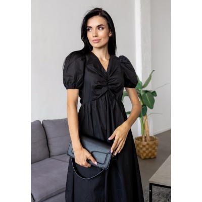 Чорна сукня міді з бавовни 111502 Чорна сукня міді з бавовни 111502