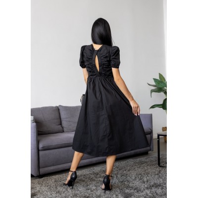 Чорна сукня міді з бавовни 111502 Чорна сукня міді з бавовни 111502
