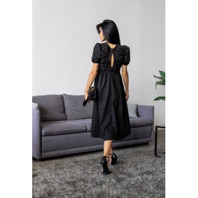 Чорна сукня міді з бавовни 111502 Чорна сукня міді з бавовни 111502