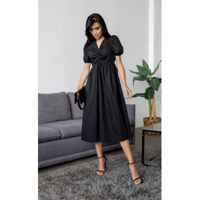 Чорна сукня міді з бавовни 111502 Чорна сукня міді з бавовни 111502