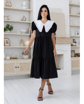 Чорна сукня з коміром 111494