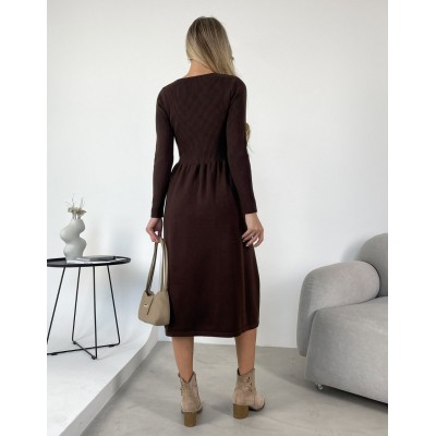Сукня з пишною спідницею коричнева 111619 Сукня з пишною спідницею коричнева 111619