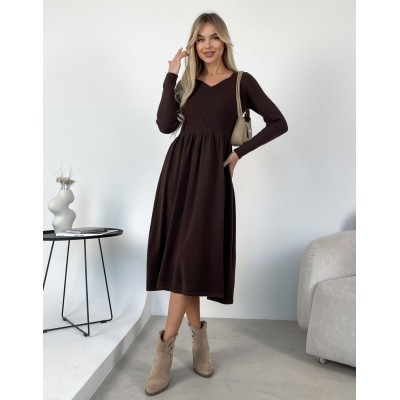 Сукня з пишною спідницею коричнева 111619 Сукня з пишною спідницею коричнева 111619