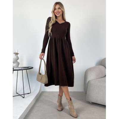 Сукня з пишною спідницею коричнева 111619 Сукня з пишною спідницею коричнева 111619