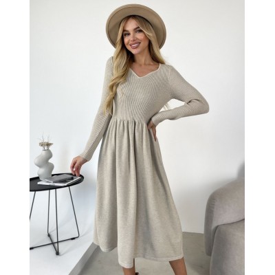 Платье с пышной юбкой бежевое 111621 Платье с пышной юбкой бежевое 111621