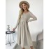 Платье с пышной юбкой бежевое 111621 Платье с пышной юбкой бежевое 111621