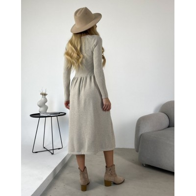 Платье с пышной юбкой бежевое 111621 Платье с пышной юбкой бежевое 111621