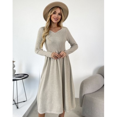 Платье с пышной юбкой бежевое 111621 Платье с пышной юбкой бежевое 111621