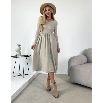 Платье с пышной юбкой бежевое 111621 Платье с пышной юбкой бежевое 111621