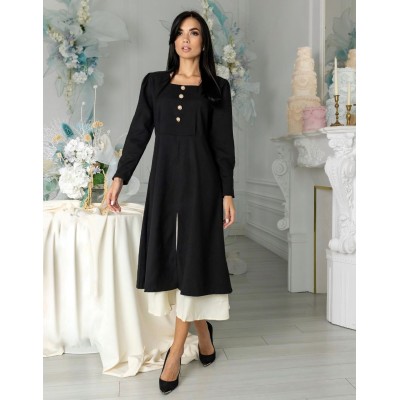 Чорна сукня з шифоновою вставкою 111602 Чорна сукня з шифоновою вставкою 111602